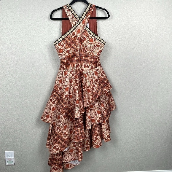 NWT Autumn Adeigbo Signy Dress Abstract Printed Tiered Midi Sleeveless Sz 10 - Picture 9 of 16